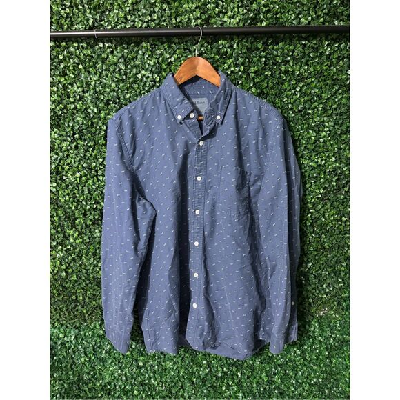 LL Bean Long Sleeve Shirt Men’s Medium Regular  Fit Blue Classic Outdoor Slightl - Picture 1 of 5
